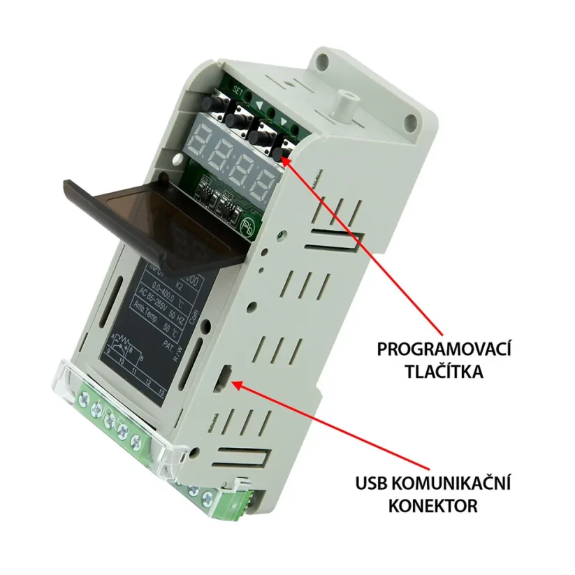 Teplotní PID regulátor na DIN lištu (pulsní výstup pro SSR)
