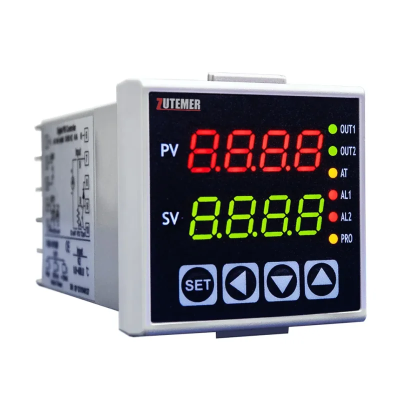 Teplotní PID regulátor 1/16 DIN (0 až 20 mA, 2x relé) - Typ vstupu: TC typ K, Rozsah vstupu: -50 až 600,0°C, Regulační výstupy: 2x relé, Lineární výstup: 0 až 20mA